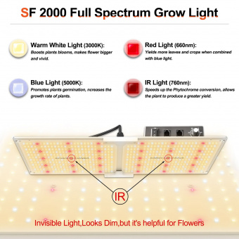 New Spider farmer SF2000 LED Grow Light With Dimmer Knob full spectrum samsung diodes QB